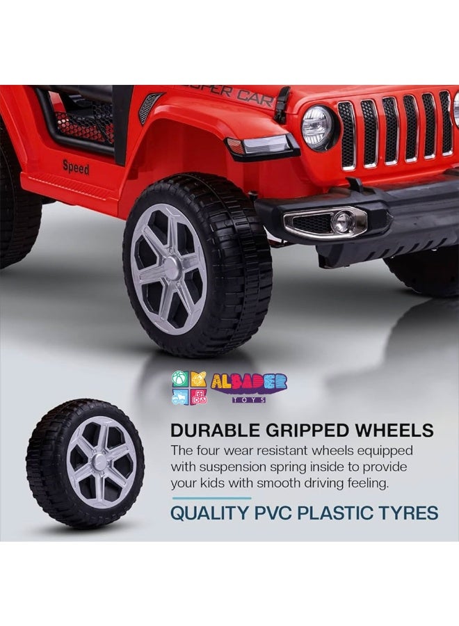ALBADER Electric Car Jeep Design, Hummer Car For Kids With Music, Sound & Light Efficts, Electric Kids Ride on Car to Drive With Remote Control, 3 Speeds, Key operated, Suitable for 2-7 Years - Image 5